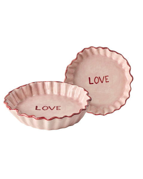 RICE | keramieken golvende schaal LOVE roze