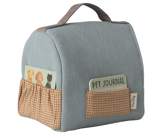 Maileg | Pet carrier, puppy draagmand, dusty blue | 16-6915-01
