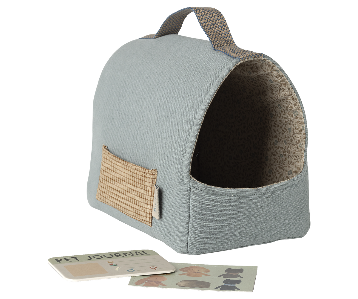 Maileg | Pet carrier, puppy draagmand, dusty blue | 16-6915-01