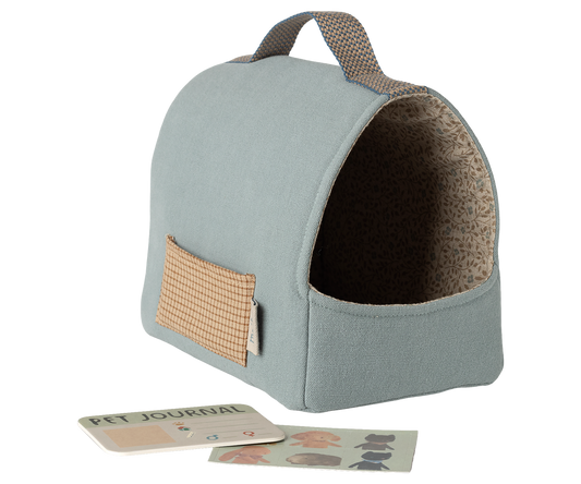 Maileg | Pet carrier, puppy draagmand, dusty blue | 16-6915-01