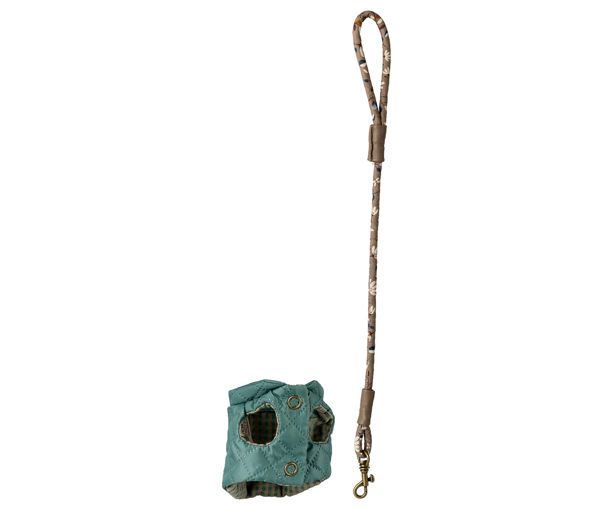 Maileg | Pet supply, puppy tuigje en riem, dark mint | 16-6913-01
