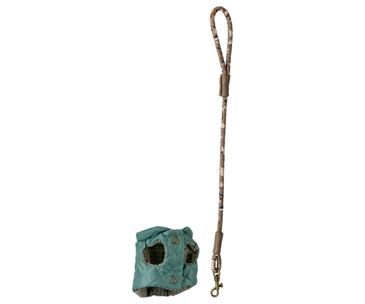 Maileg | Pet supply, puppy tuigje en riem, dark mint | 16-6913-01