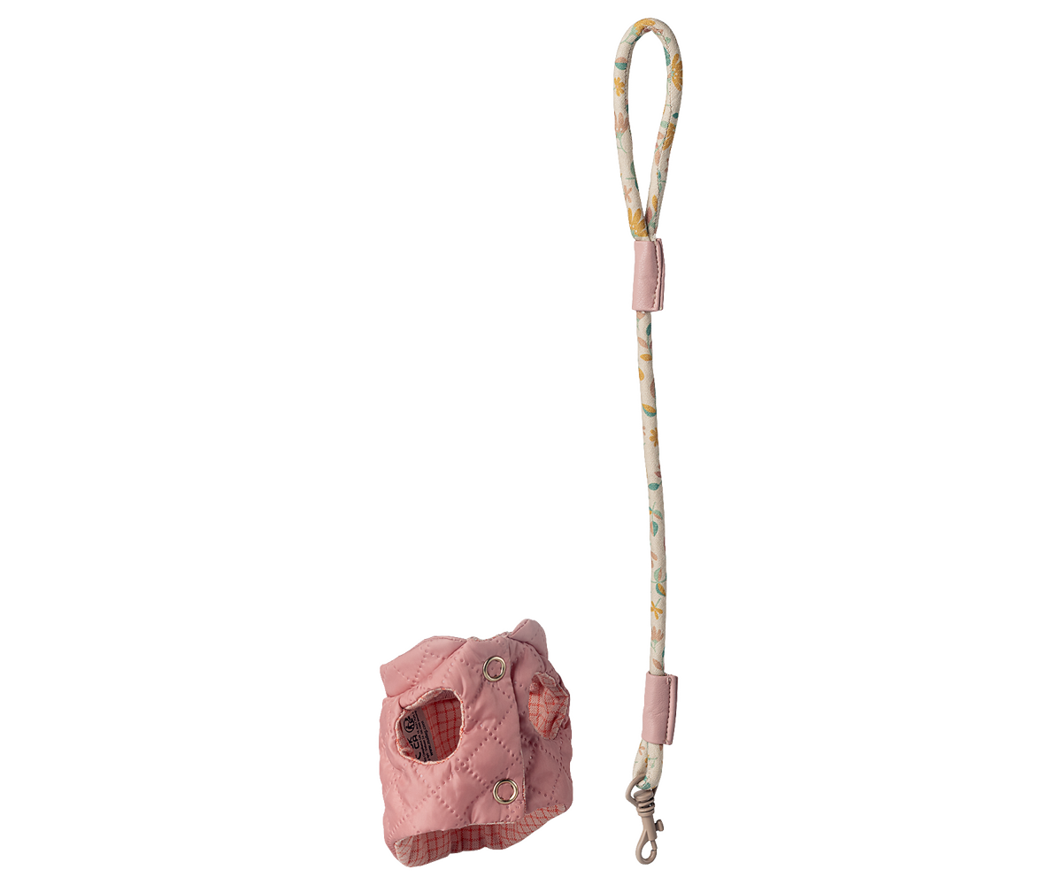 Maileg | Pet supply, puppy tuigje en riem, rose | 16-6913-00