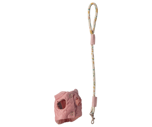 Maileg | Pet supply, puppy tuigje en riem, rose | 16-6913-00