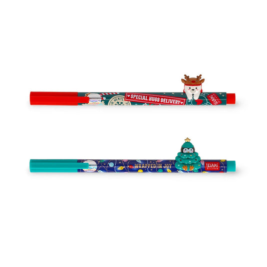 Legami | Kerst Gelpennen Set Teddy Bear & Penguin – Jingle All The Way