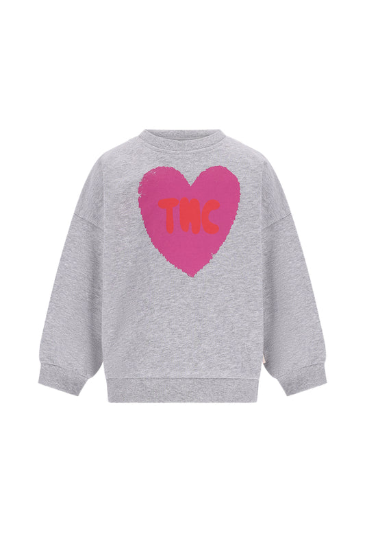 The New Chapter | Billie sweater grijs met roze hart