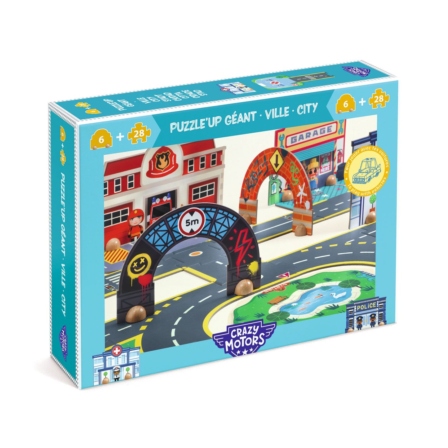 Djeco | Crazy Motors Giant City Vloerpuzzel Stad - DJ05499
