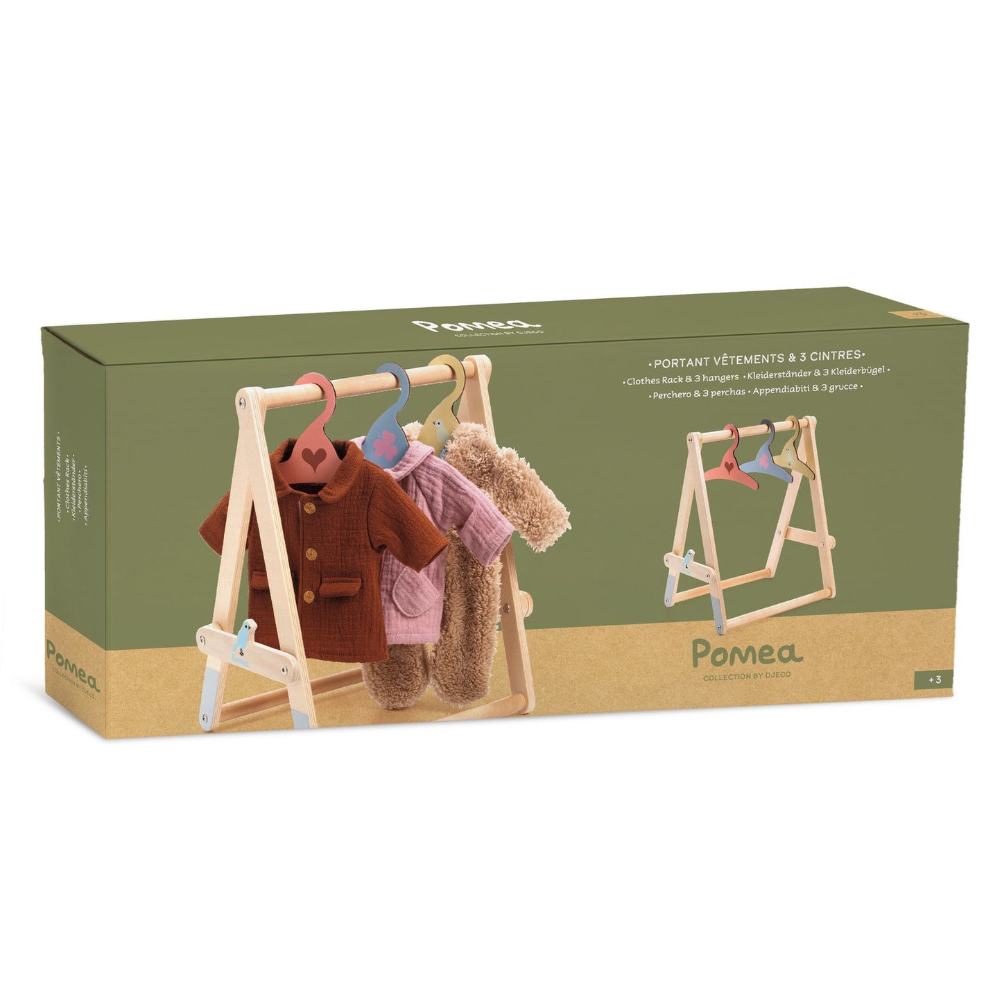 Djeco | pomea houten kledingrek met 3 hangers