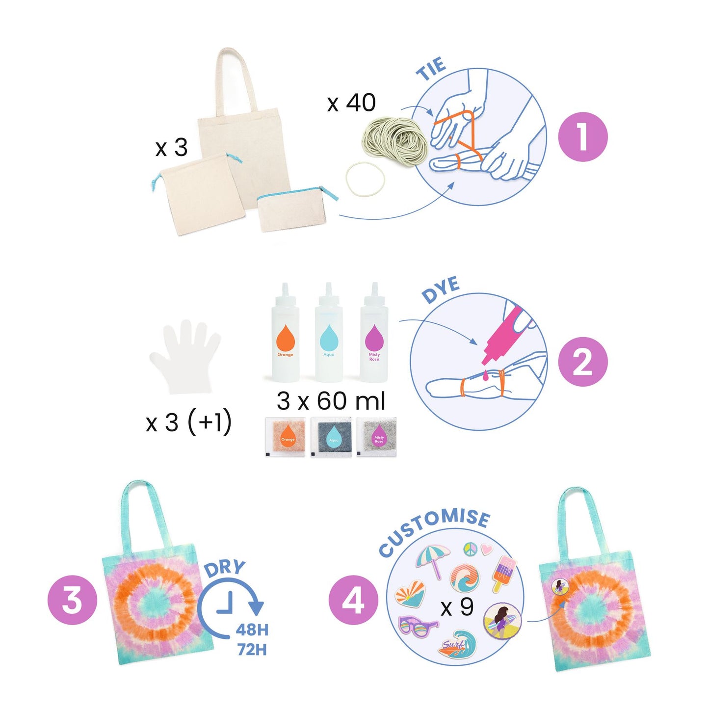 Djeco | Tie dye tas en etui maken - Sunshine camp - DJ07942