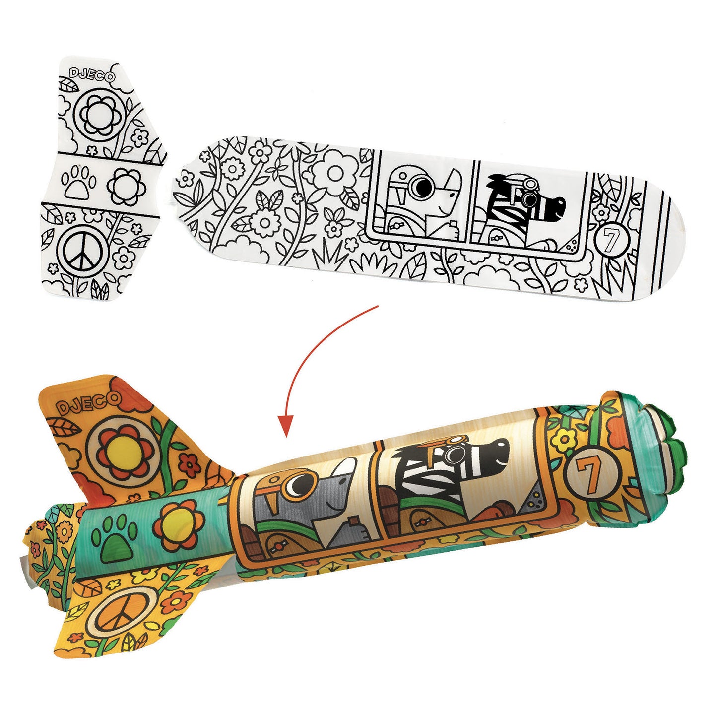 Djeco | Inkleurbare opblaas vliegtuigen - to the sky - DJ07948