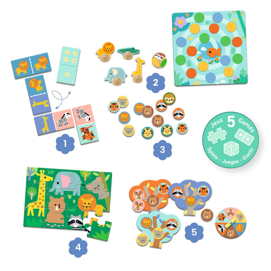 Djeco | spellendoos wilde dieren (5 spellen)