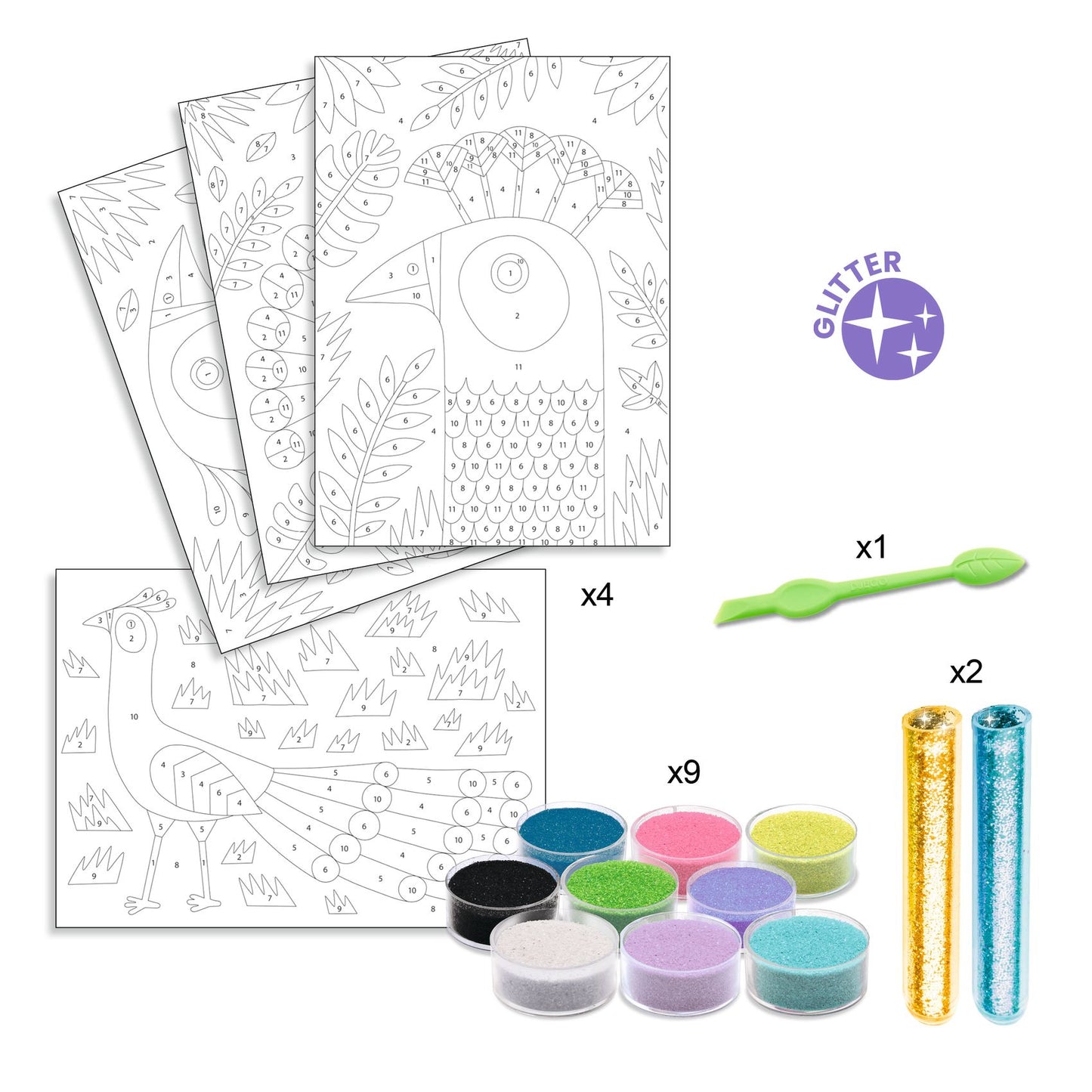 Djeco | Glitter tekeningen - dazzling birds - DJ08663