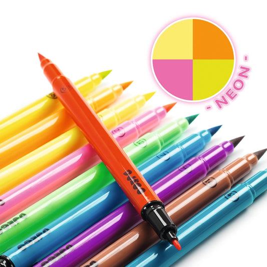 Djeco | Dubbelpunt viltstiften 10 kleuren - neon - DJ08799