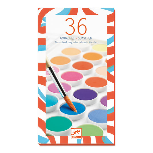 Djeco | Plakkaatverf set 36 kleuren met penseel - DJ08873