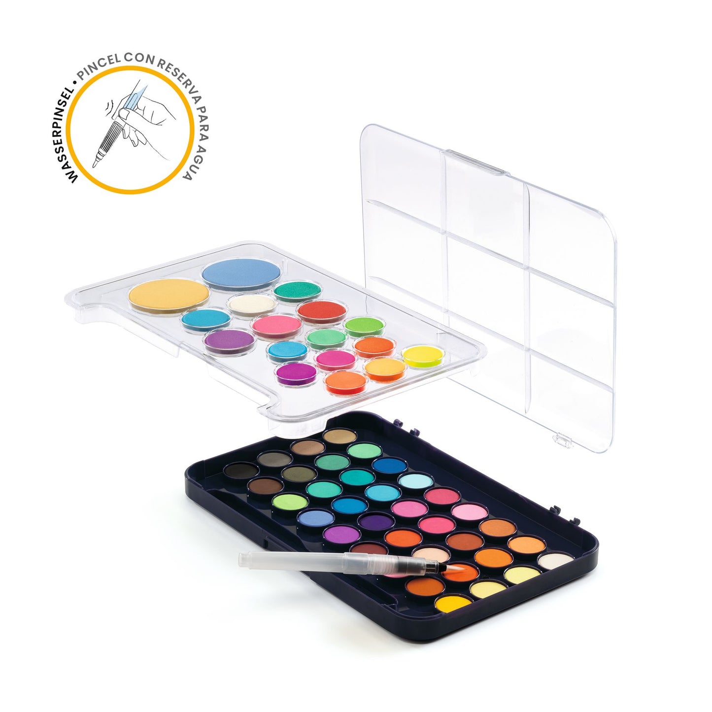 Djeco | Verfset - 53 kleuren & waterpenseel - DJ09784