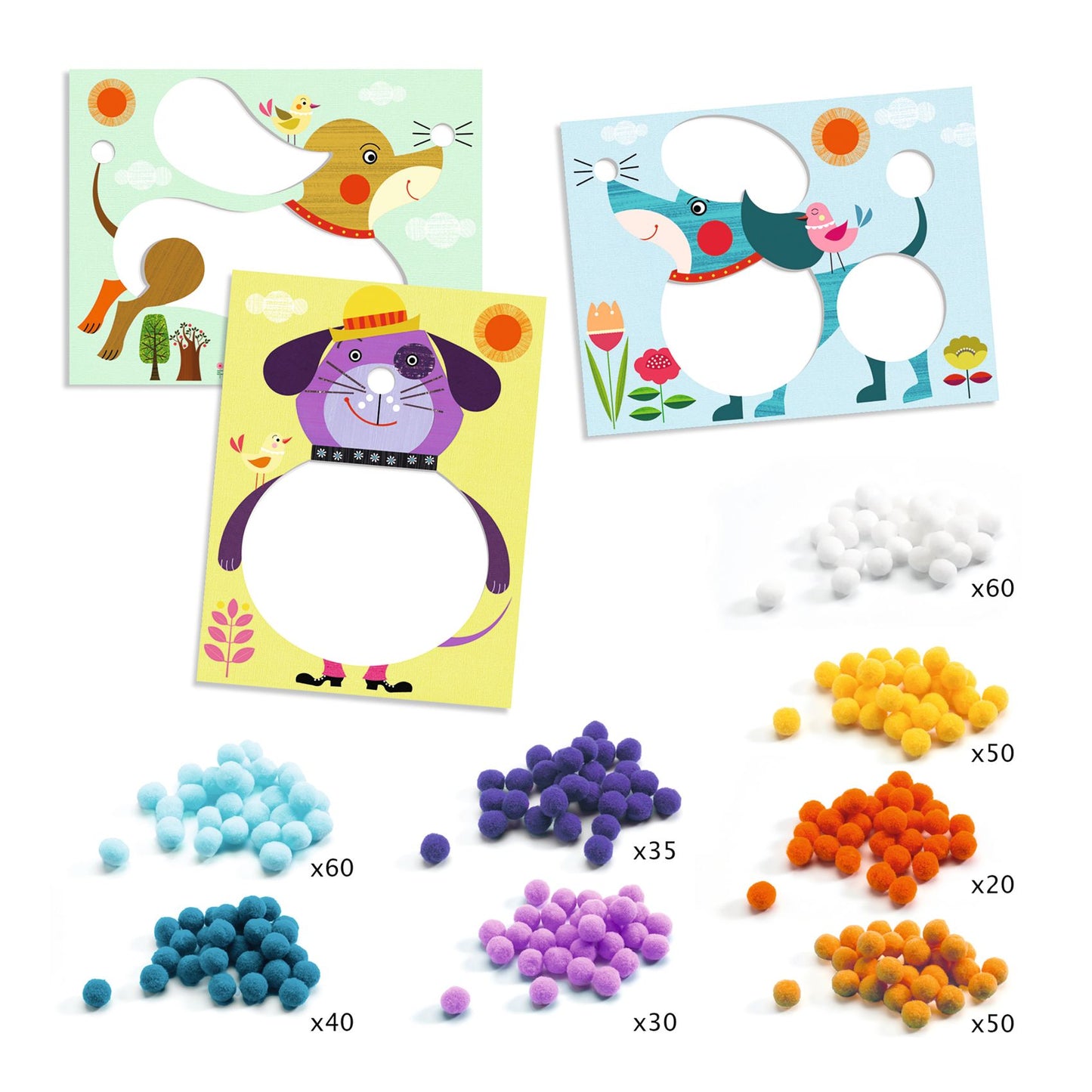 Djeco | PomPom puppies | Pomponcollage | collages maken - DJ09867