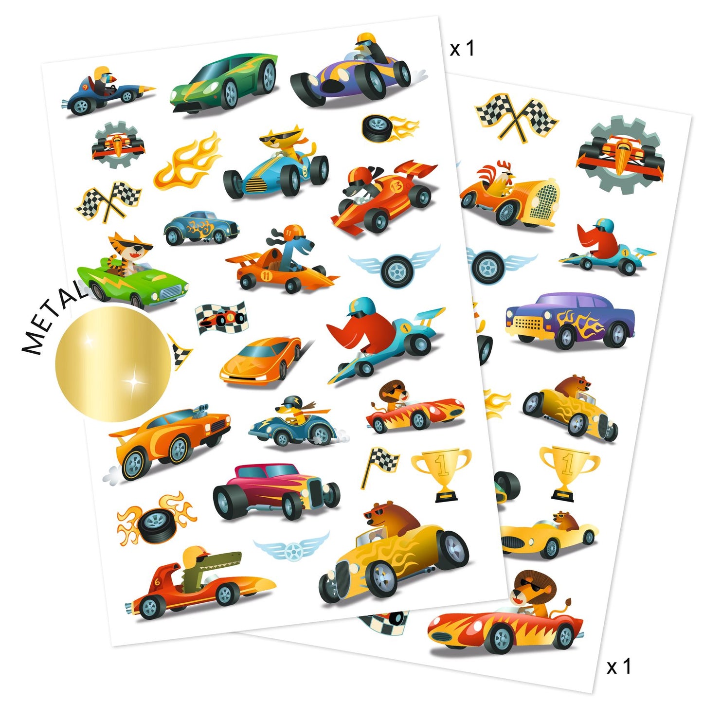 Djeco | Raceauto’s Tattoos – tijdelijke metallic tattoos - DJ09916