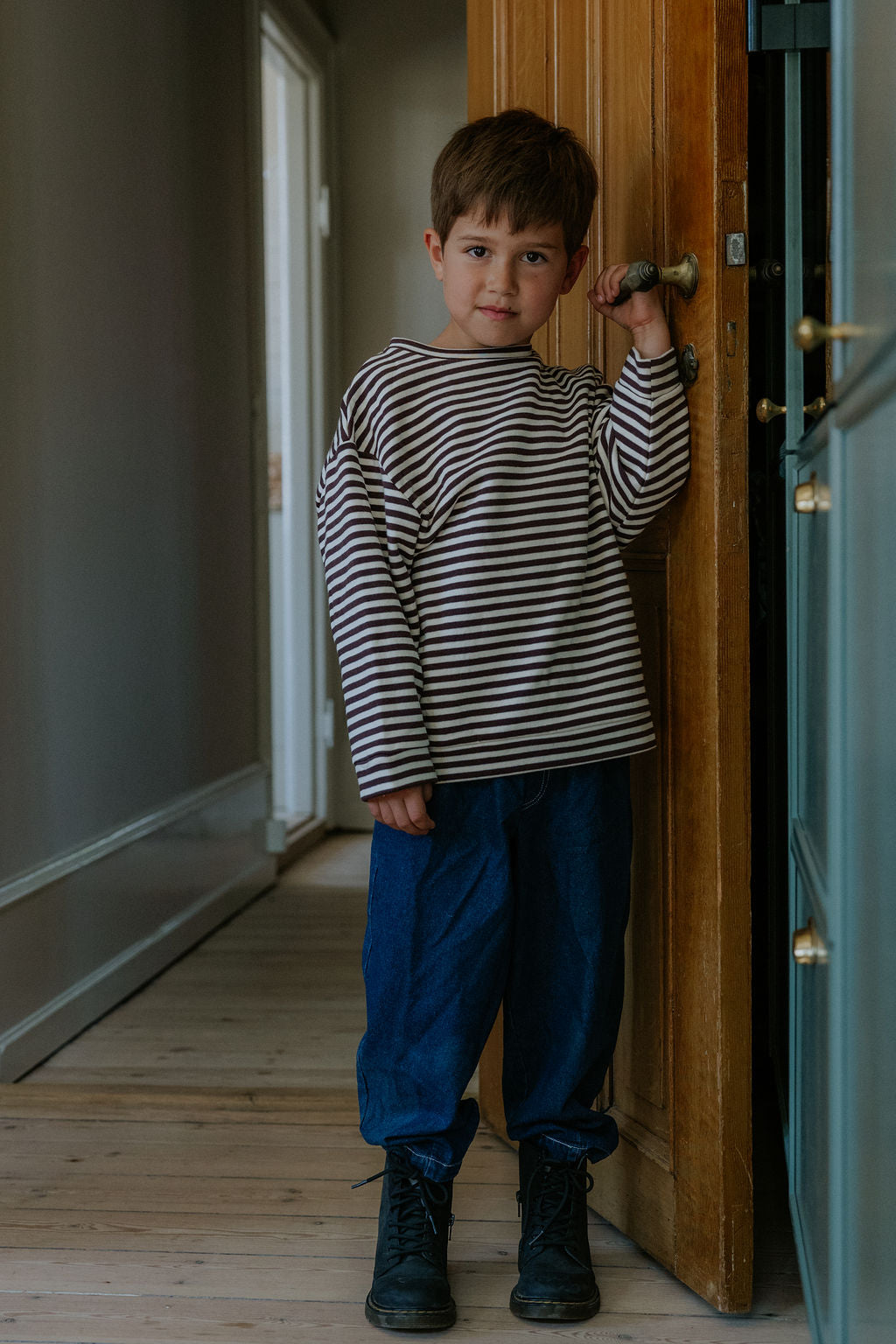 Fliink | Alvin gestreepte sweater Coffee Bean / Sandshell