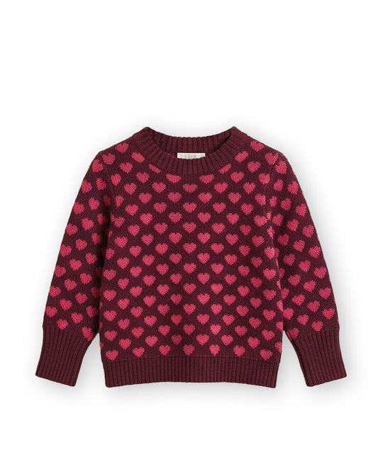 Fliink | Janie Cashmere Heart trui Burgundy / Red Bud