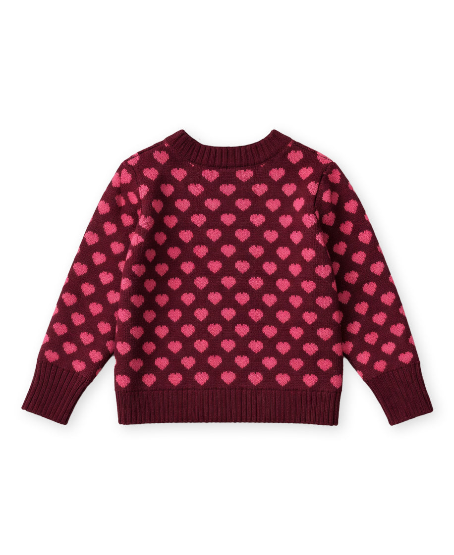 Fliink | Janie Cashmere Heart trui Burgundy / Red Bud