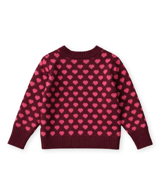 Fliink | Janie Cashmere Heart trui Burgundy / Red Bud