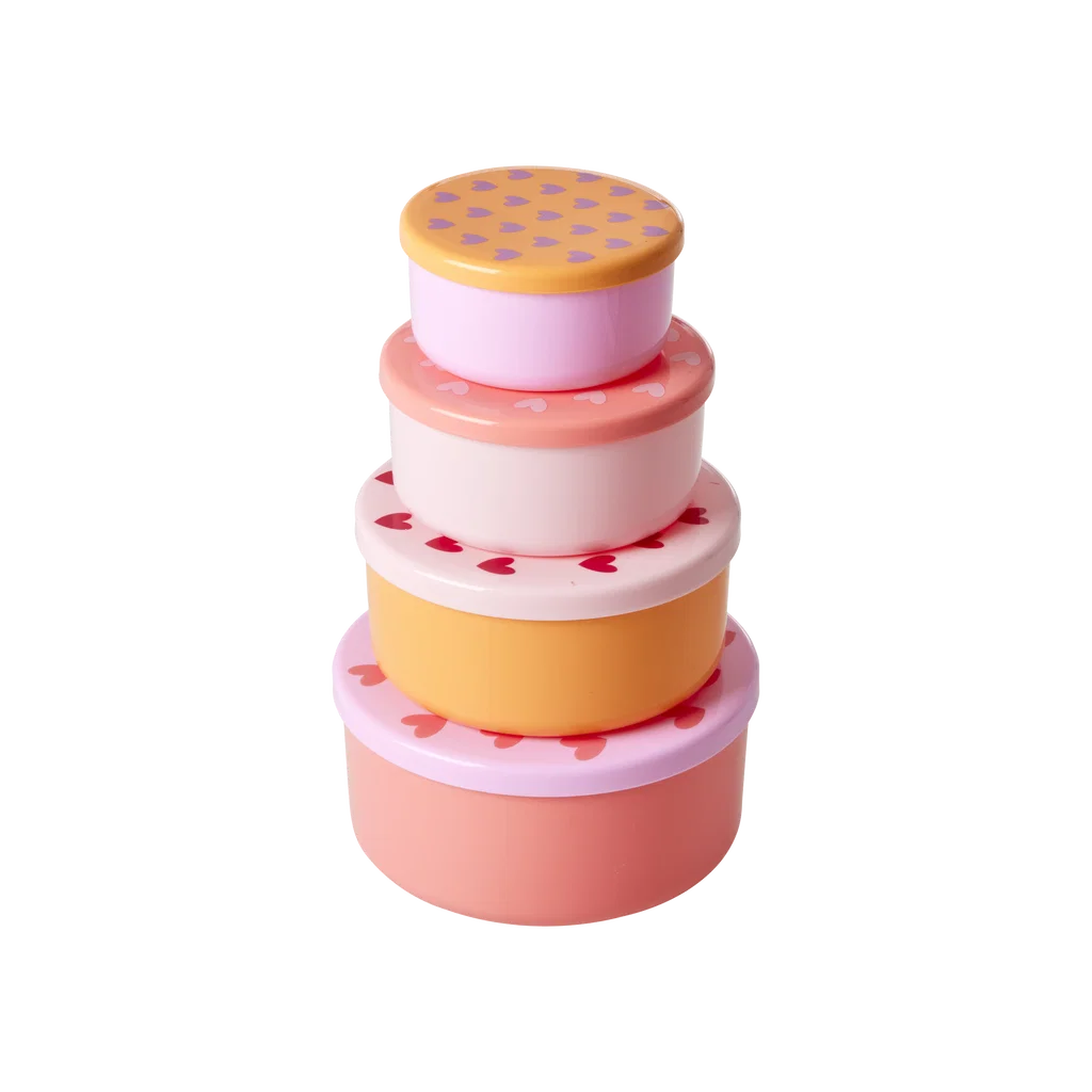 RICE | Ronde bewaarbakjes Hearts - set van 4