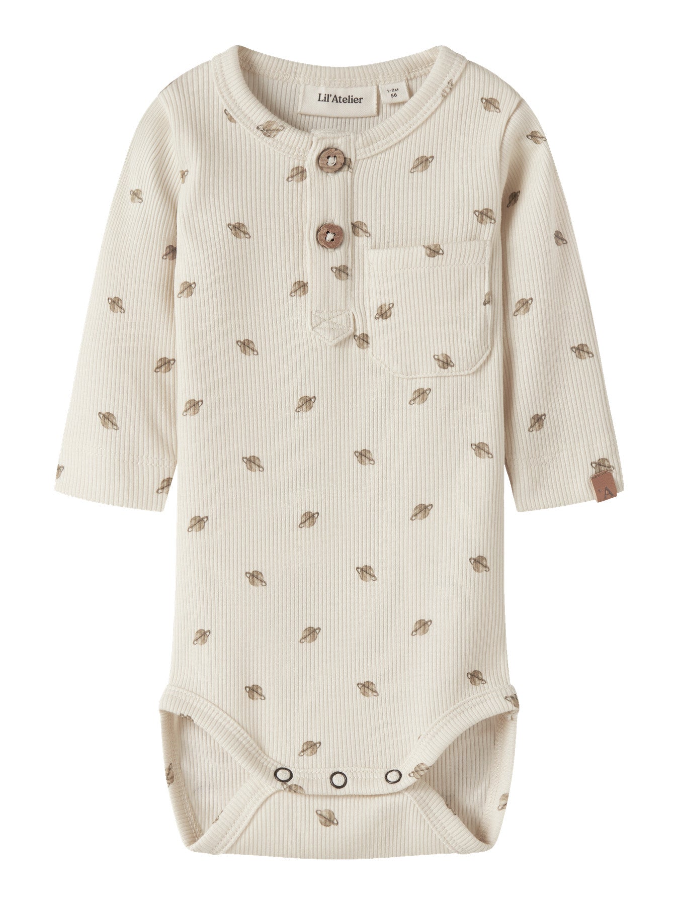Lil' Atelier | Baby Romper Rib Off White – Romper met Planetenprint