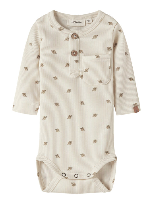 Lil' Atelier | Baby Romper Rib Off White – Romper met Planetenprint