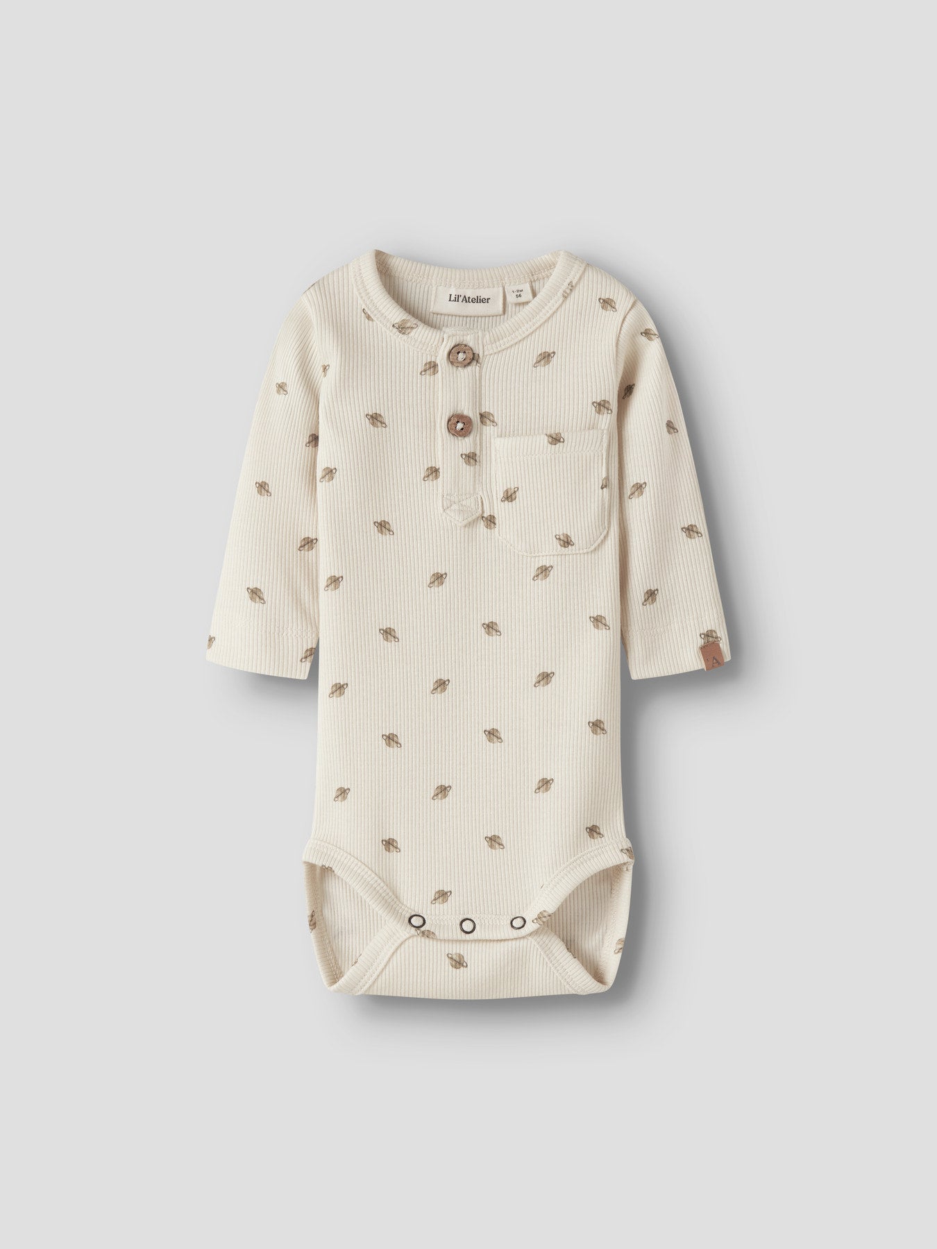 Lil' Atelier | Baby Romper Rib Off White – Romper met Planetenprint