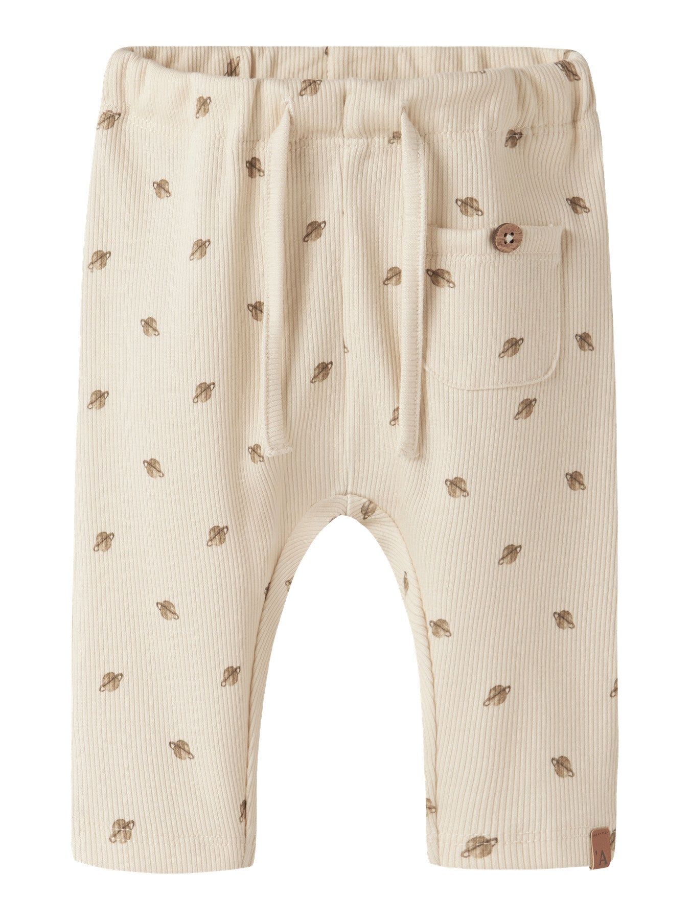 Lil' Atelier | Baby Broekje Rib Off White – Broekje met Planetenprint