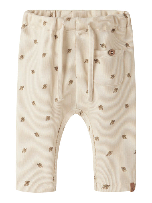 Lil' Atelier | Baby Broekje Rib Off White – Broekje met Planetenprint