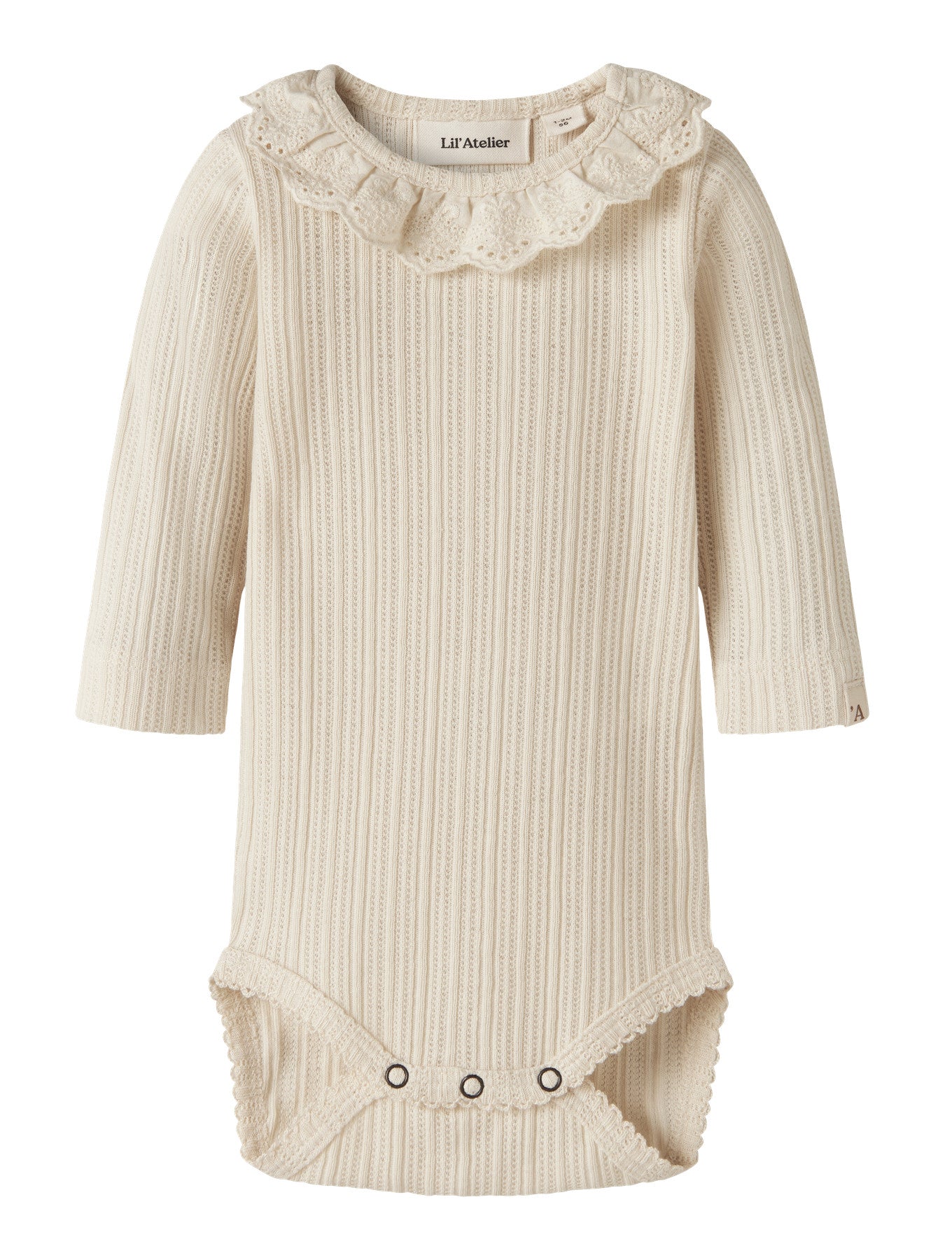 Lil' Atelier | Baby Romper Off White – Ribstof met Broderiekraag