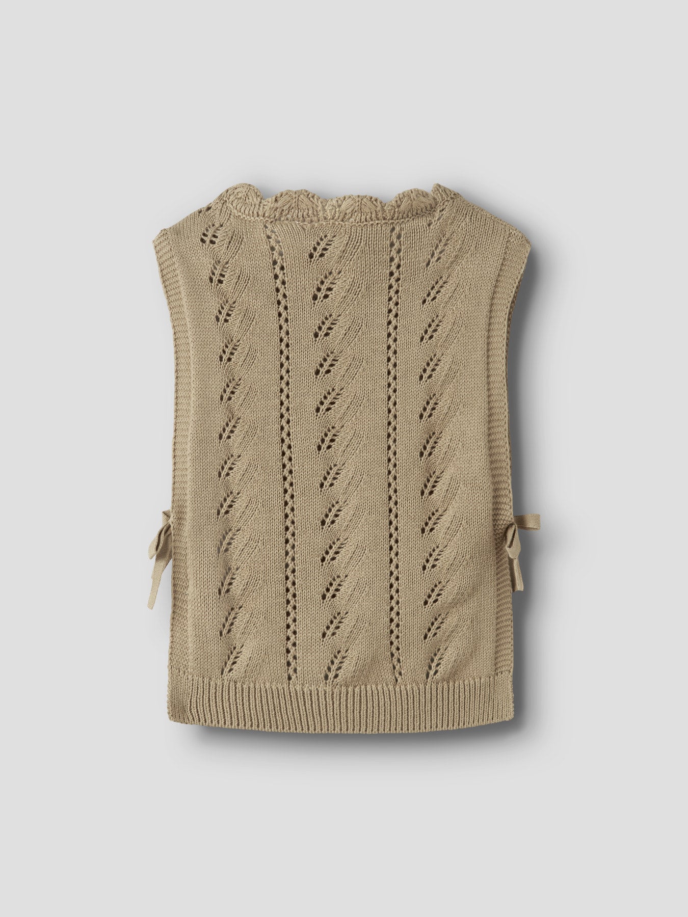 Lil' Atelier | Gebreide Spencer Beige – Opengewerkt Meisjes Gilet