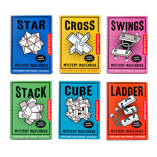 Kikkerland | Mystery Matchbox Wooden Puzzles – Houten Breinpuzzels in Luciferdoosje