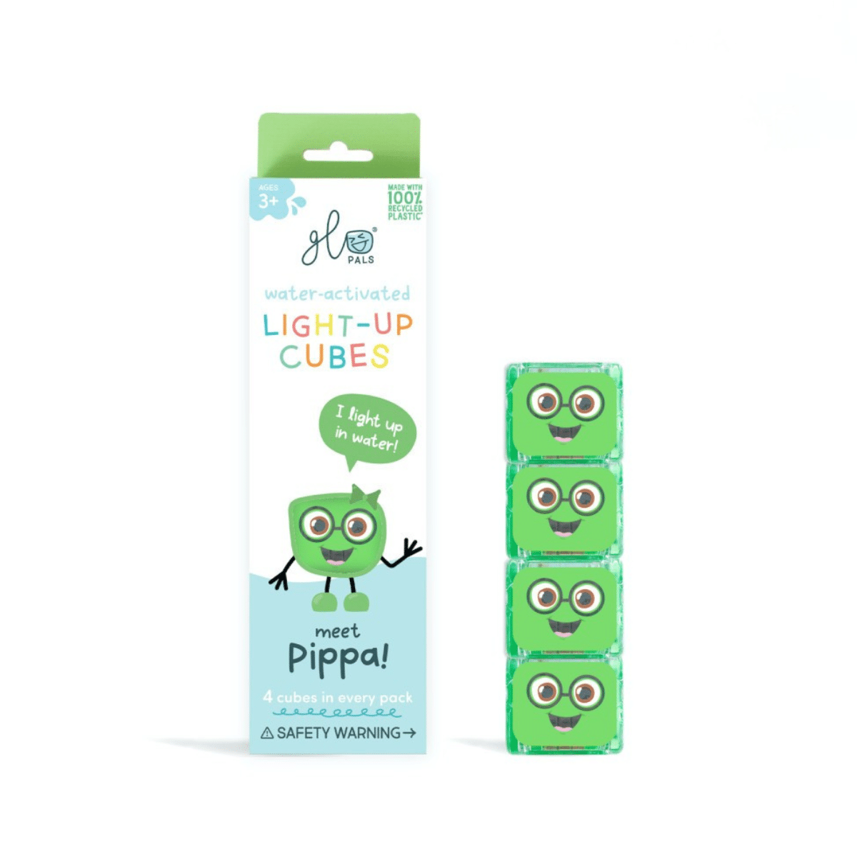 Glo Pals | Light-Up Cubes Pippa – 4 stuks lichtgevend badspeelgoed