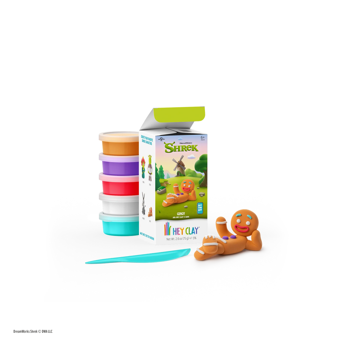 Hey Clay | Gingy | Shrek | 5 potjes luchtdrogende klei