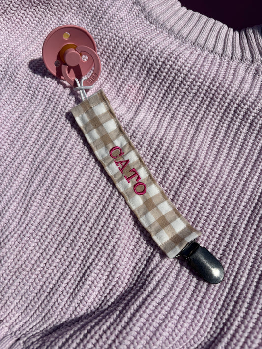 Atelier Soof | speenkoord met naam beige check