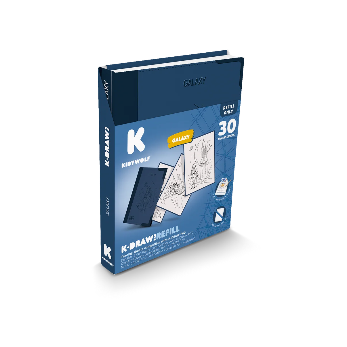 Kidywolf | K-DRAW-PAD Refill Galaxy – 30 ruimtetekeningen