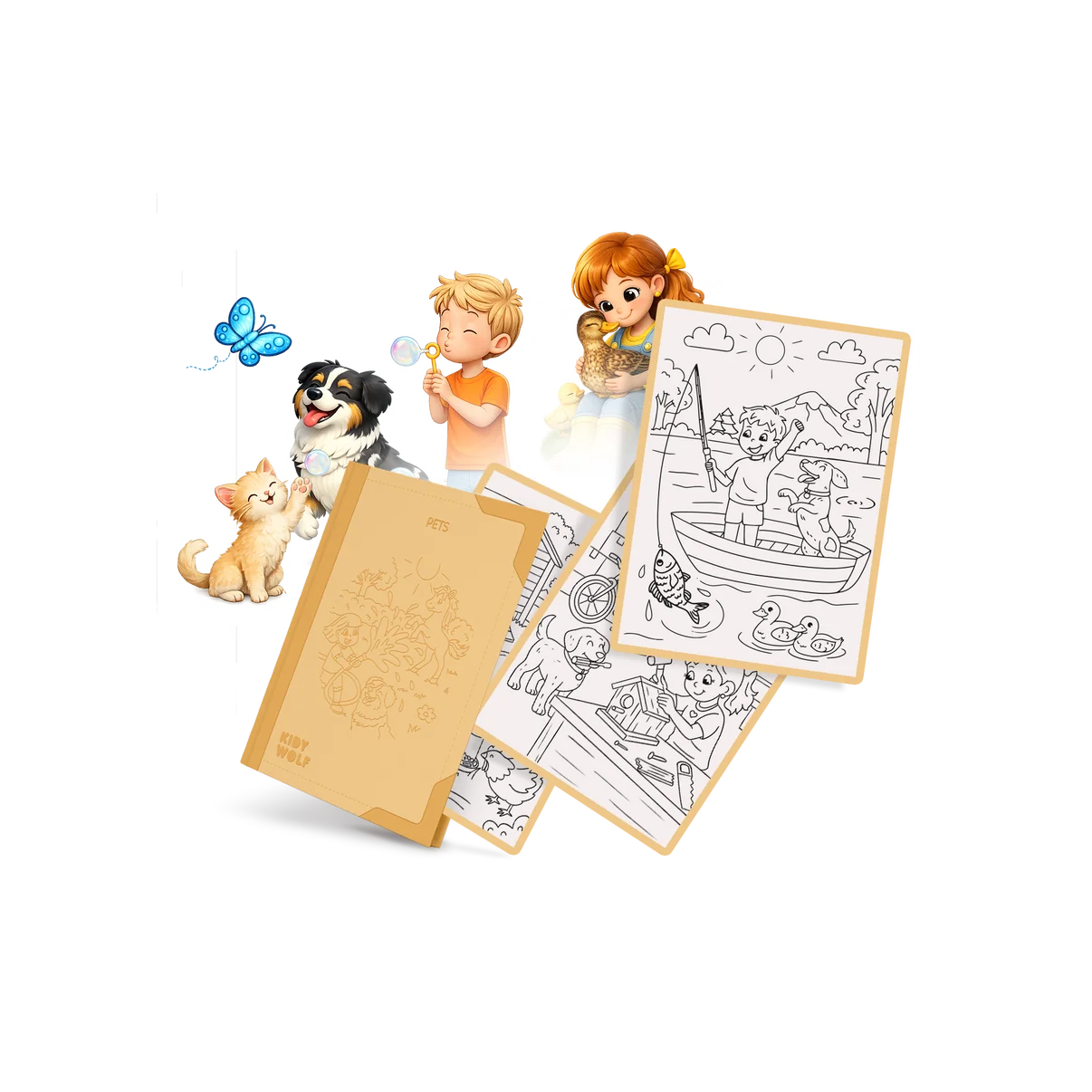 Kidywolf | KIDYDRAW-PAD Refill Pets – 30 huisdiertekeningen