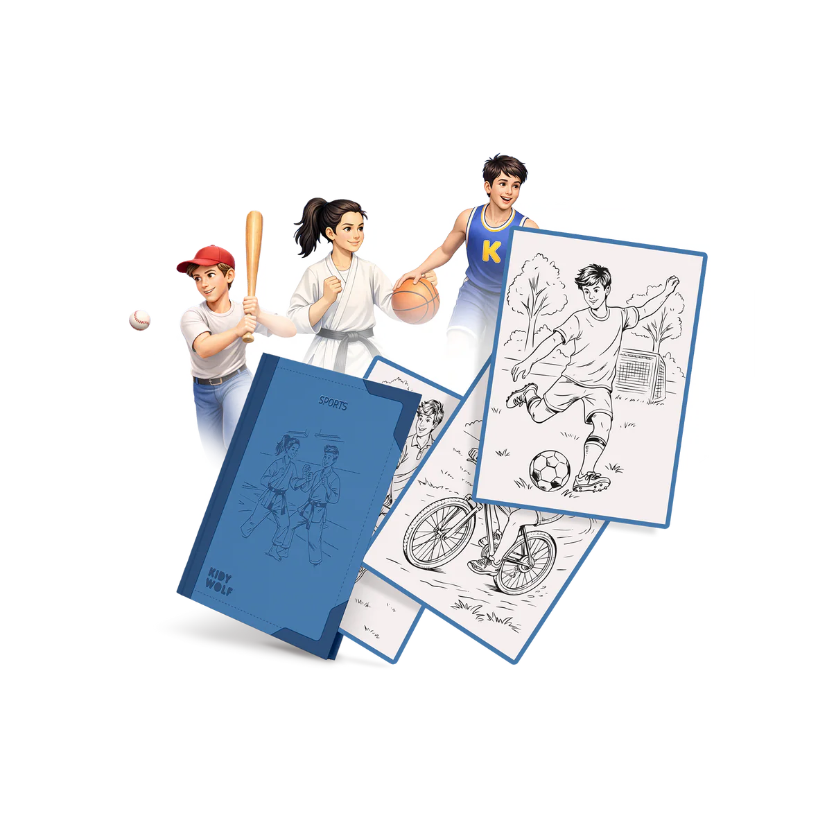 Kidywolf | KIDYDRAW-PAD Refill Sports – 30 sporttekeningen