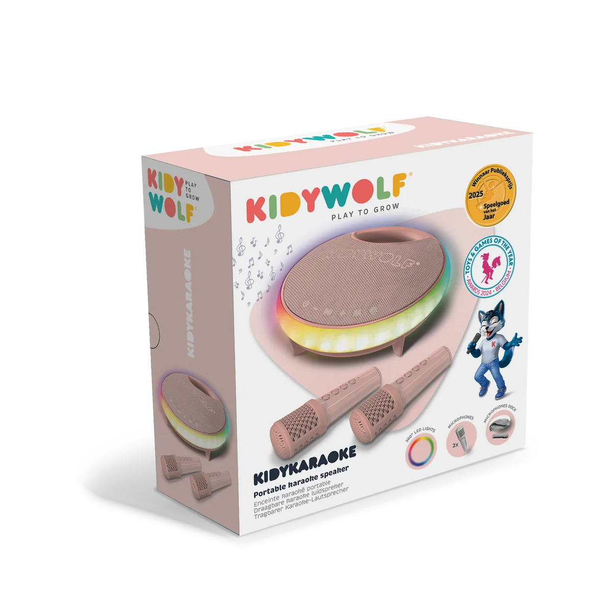 KidyWolf KIDYKARAOKE Karaoke Speaker met 2 Microfoons - Roze