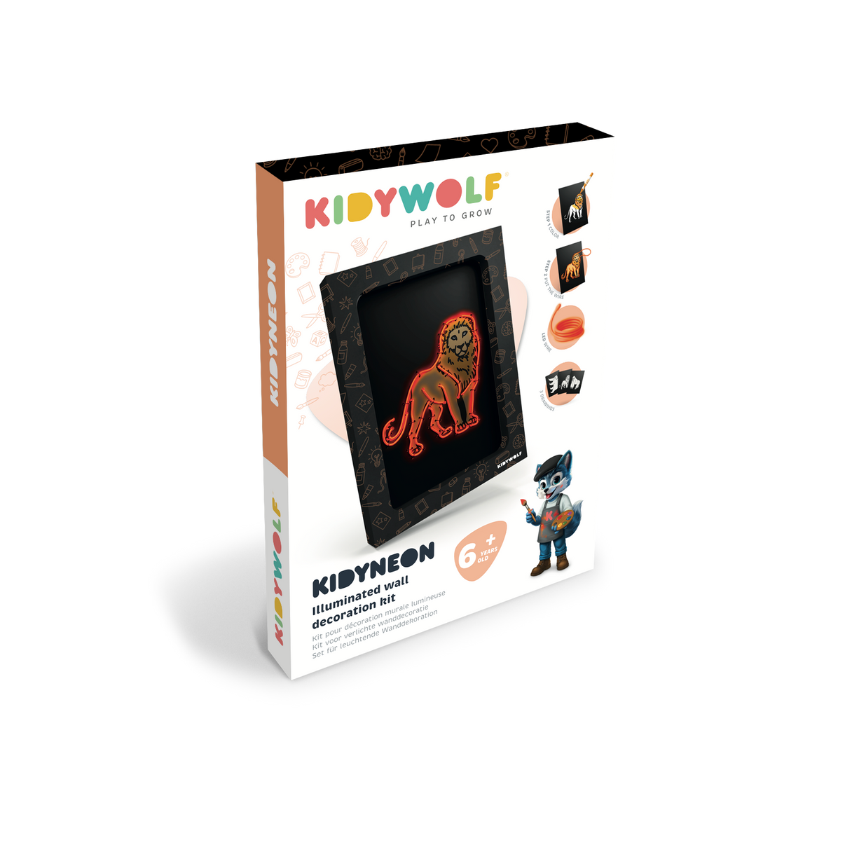 Kidywolf | Kidyneon lichtgevende wanddecoratie - dieren