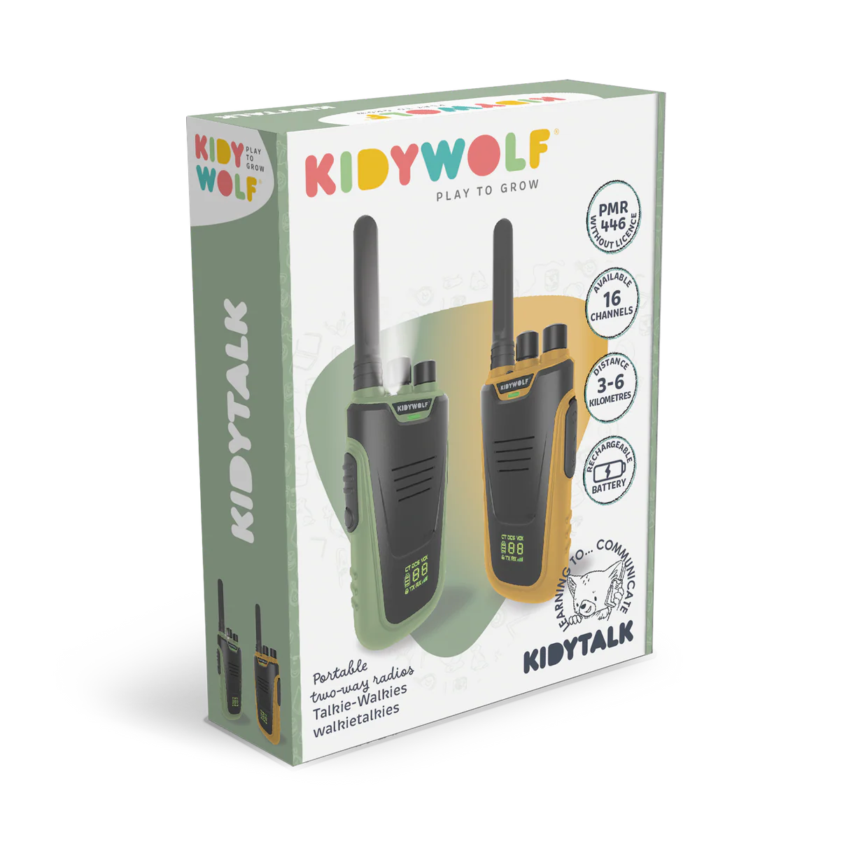 Kidywolf KIDYTALK Groen & Geel – Walkietalkies voor Buitenavonturen