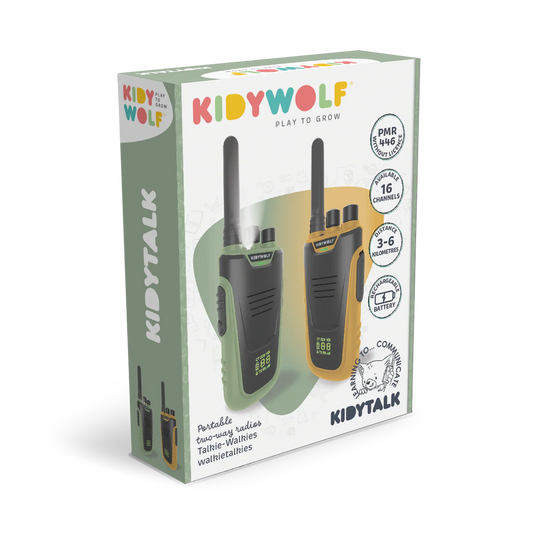 Kidywolf KIDYTALK Groen & Geel – Walkietalkies voor Buitenavonturen
