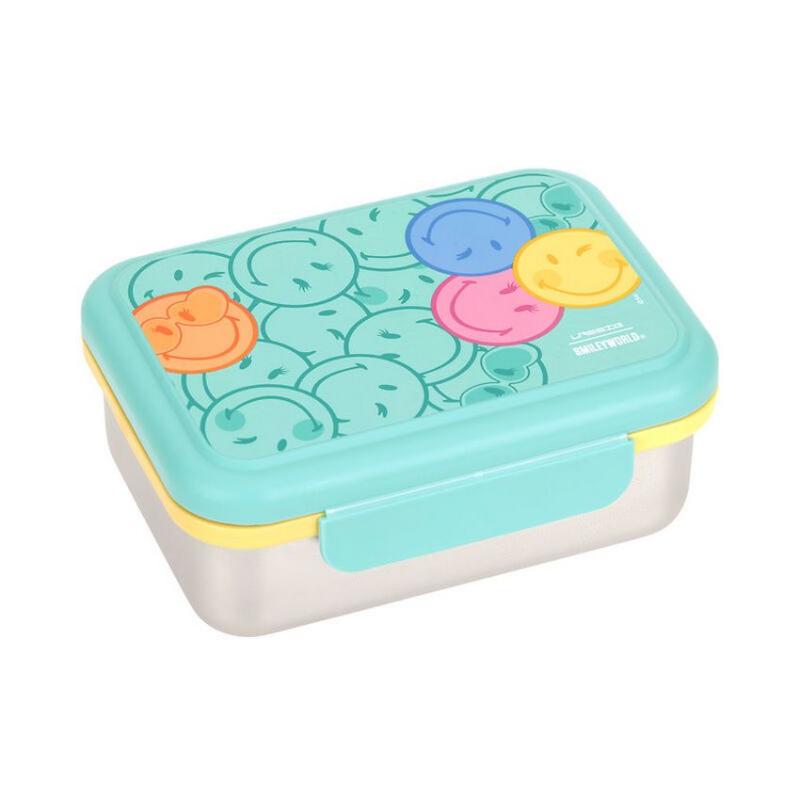 Lässig | RVS broodtrommel – SmileyWorld Turquoise