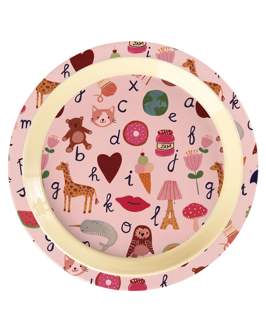 RICE | Melamine kinderbord Pink ABC