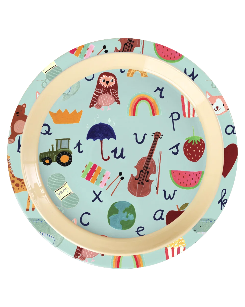 RICE | Melamine kinderbord Blue ABC
