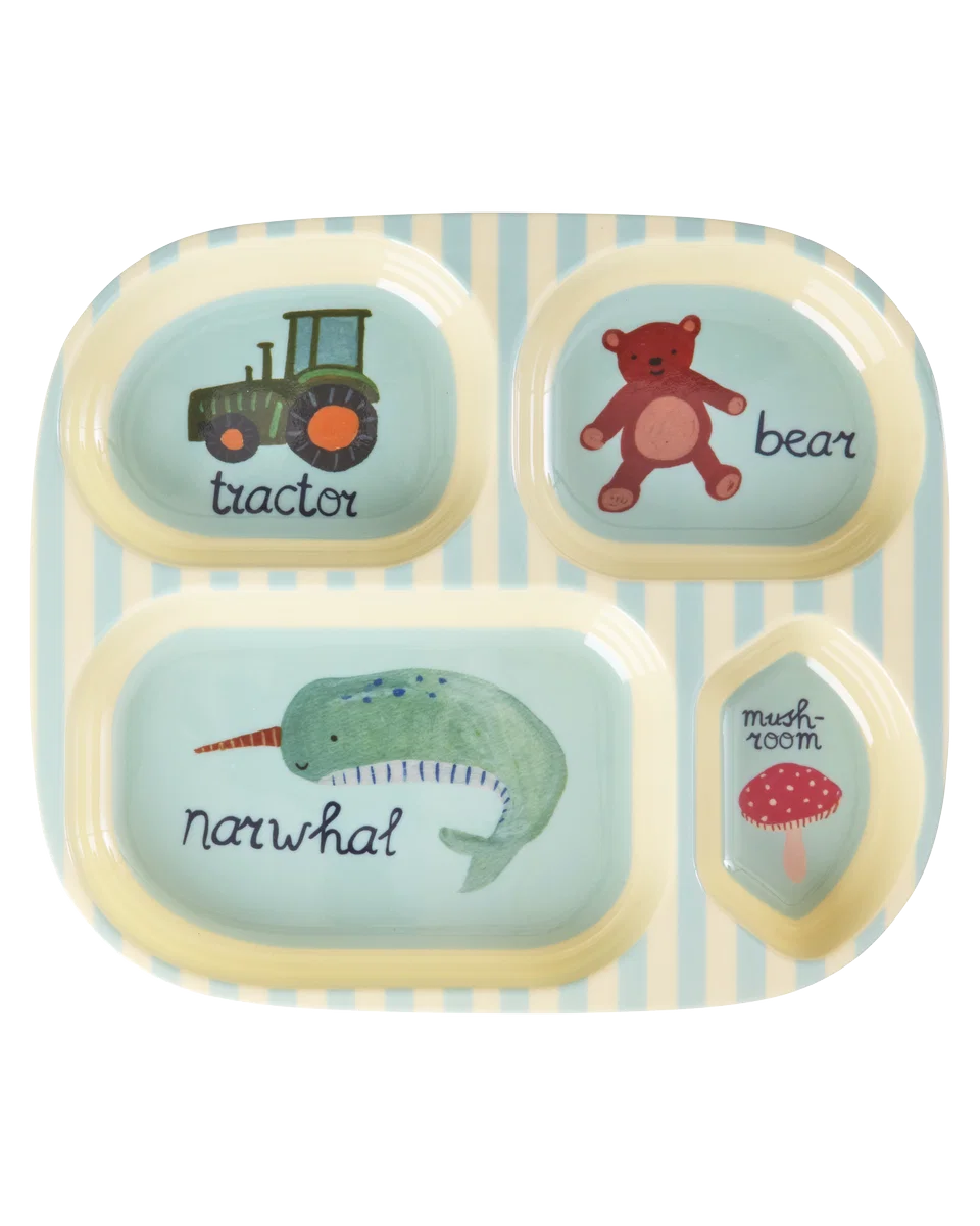 RICE | Melamine vakjesbord Blue ABC 4 vakken