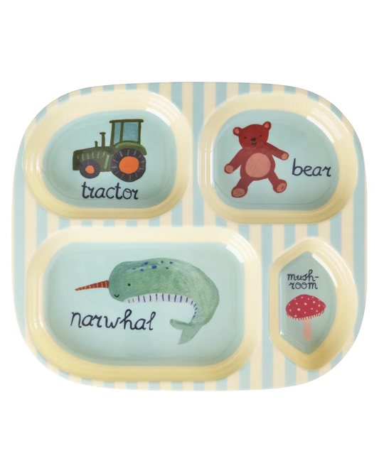 RICE | Melamine vakjesbord Blue ABC 4 vakken