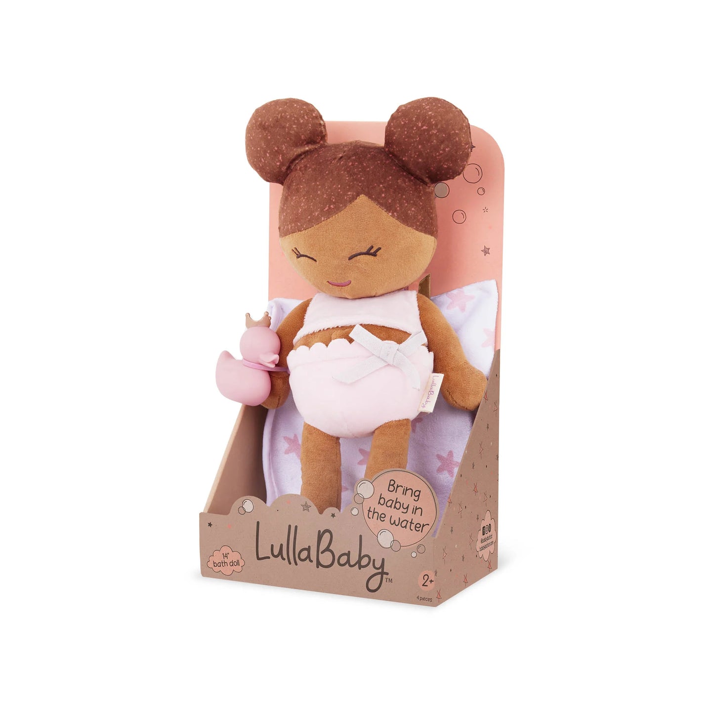 LullaBaby | Badpop 35,5 cm met Badeendje | Waterbestendige Pluchen Pop
